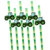 SŁOMKI RURKI PAPIEROWE dekoracje urodzinowe FARMA traktor zielony 6szt